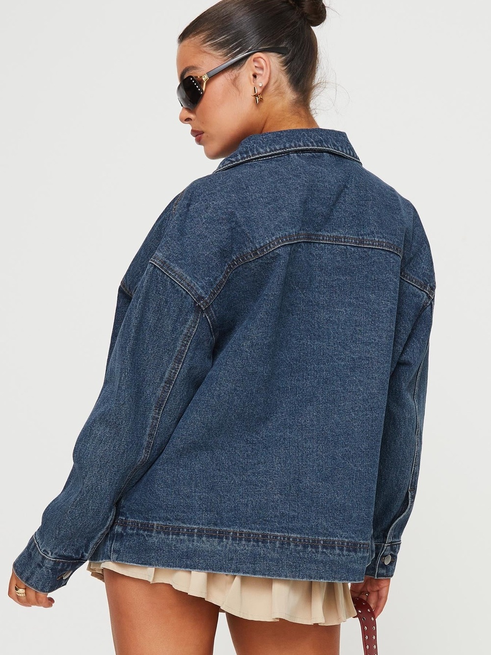 NWT princess polly Goldsmith Denim Bomber Jacket - Picture 3 of 4